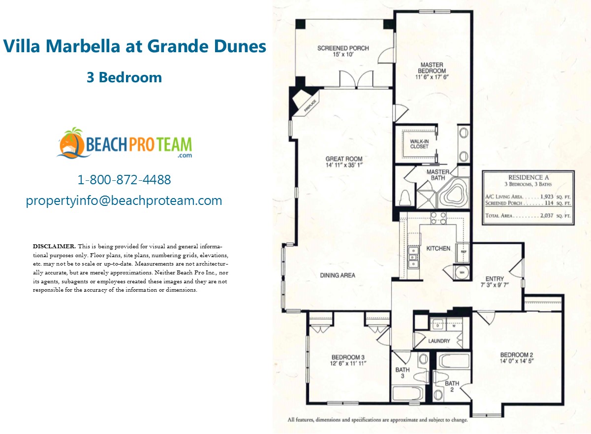 Grande Dunes - Villa Marbella Floor Plan A - 3 Bedroom